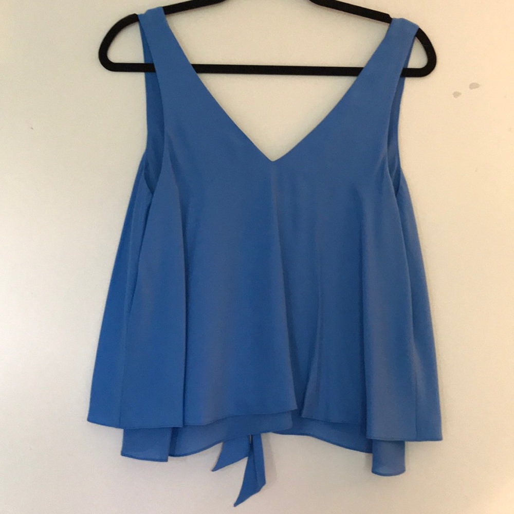 Parker Silk Periwinkle Blue Bow TieBack Flowy Tank